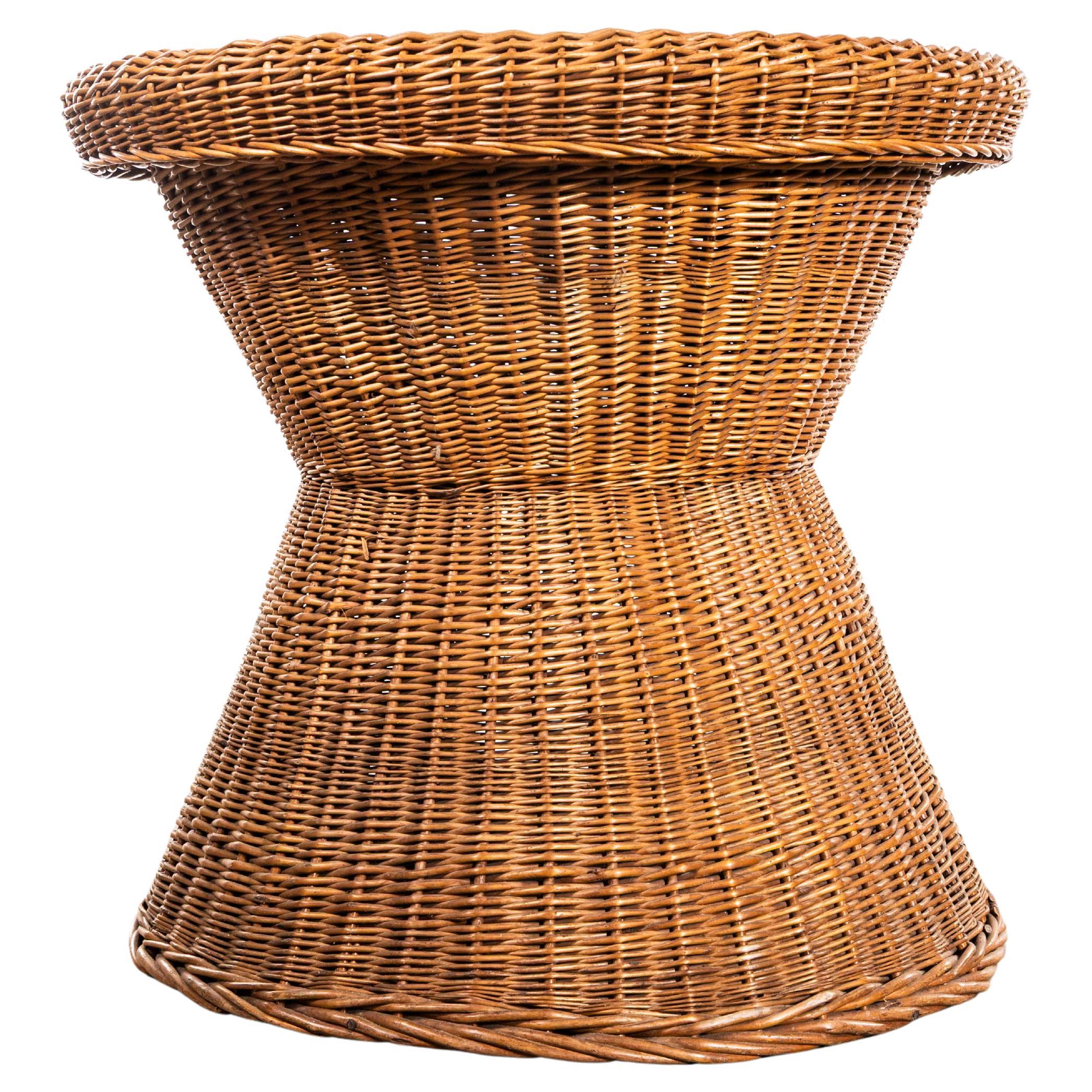 1970's French Wicker Table With Laminated Top