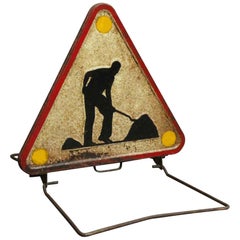 1970s French Work in Progress Road Construction Sign