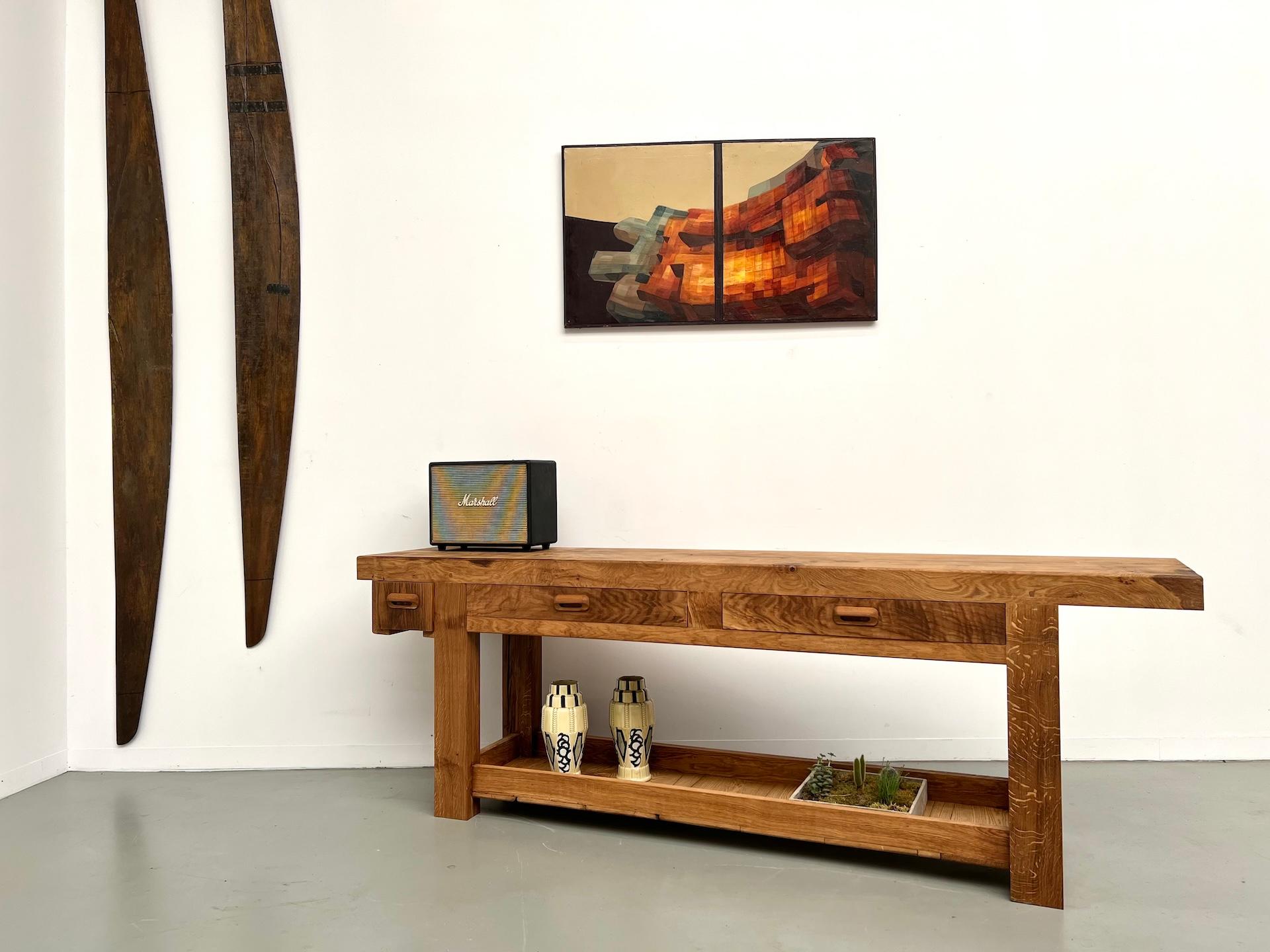 1970s french workbench, reimagined as a striking console im Angebot 12