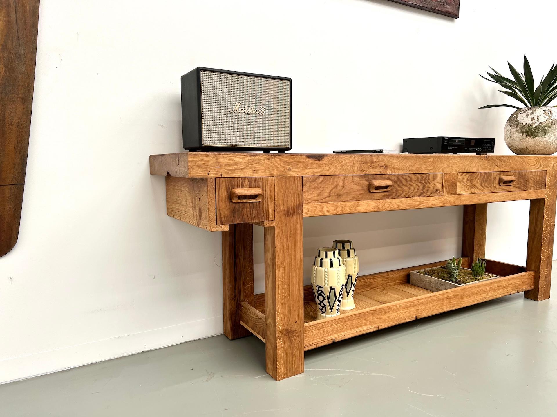 1970s french workbench, reimagined as a striking console (Ende des 20. Jahrhunderts) im Angebot