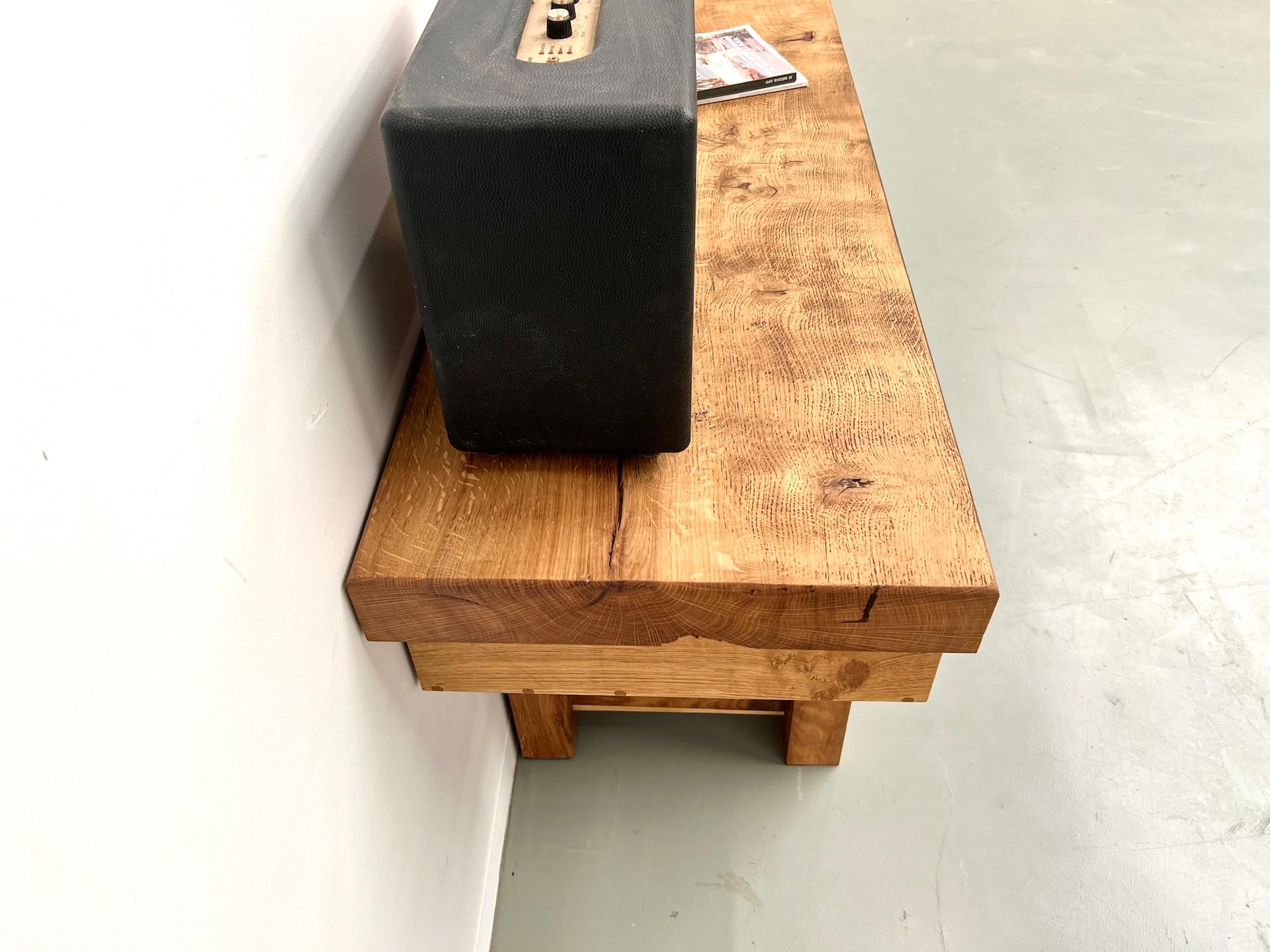 1970s french workbench, reimagined as a striking console (Eichenholz) im Angebot