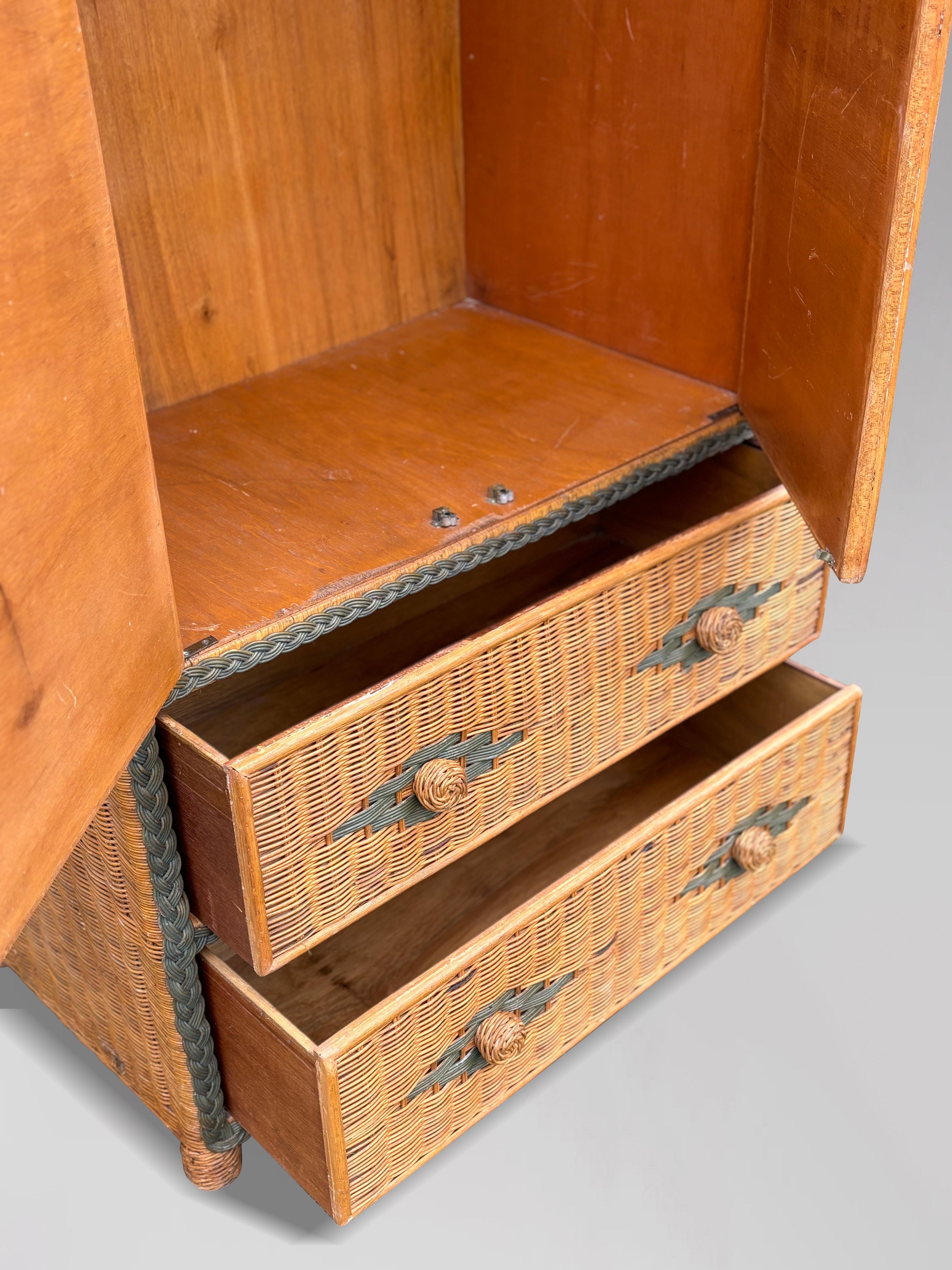 1970s French Woven Rattan Armoire Wardrobe 5