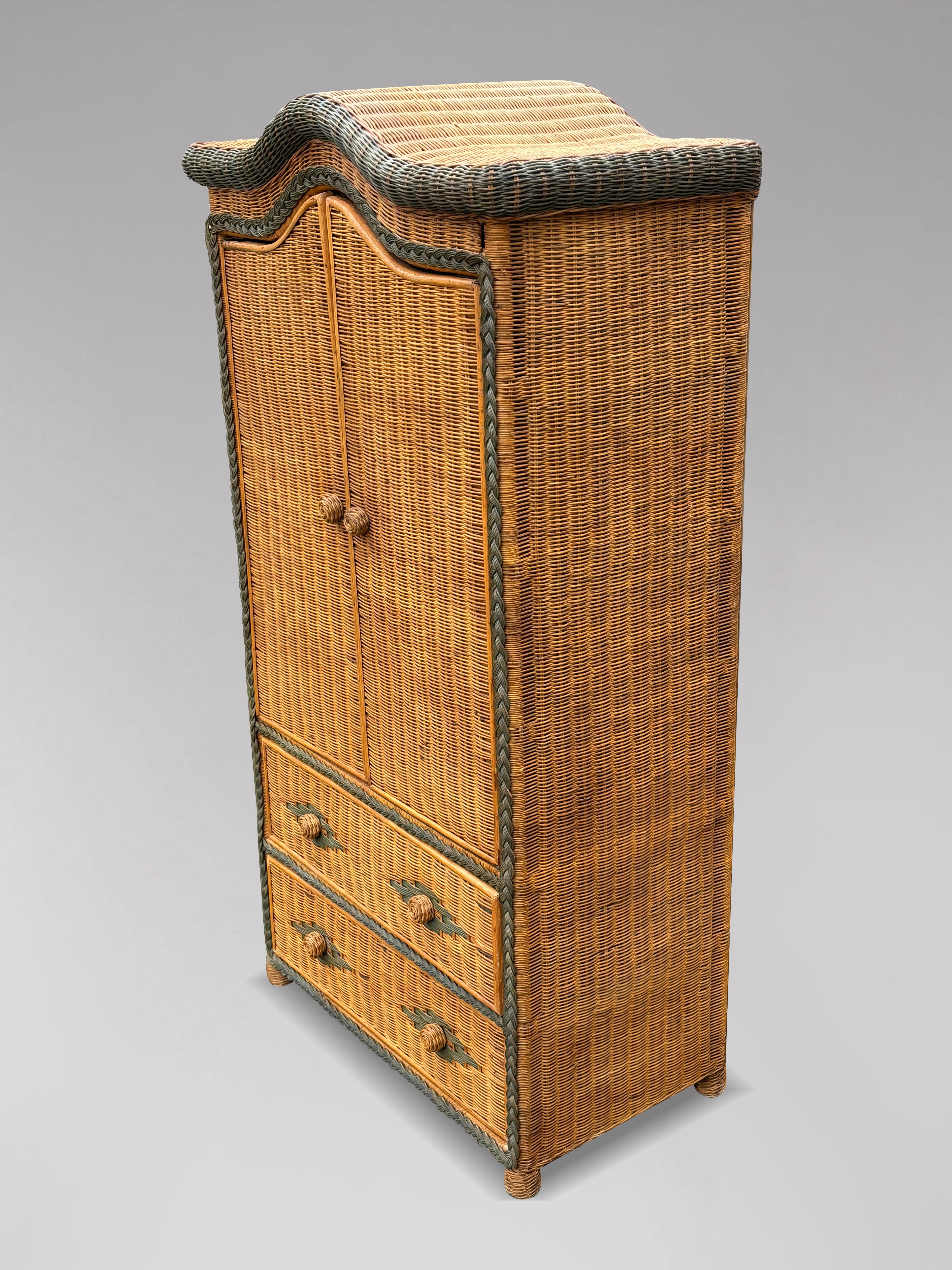 1970s French Woven Rattan Armoire Wardrobe 6
