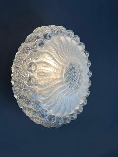 1970s Frosted Flower Bubble Glass Flush Mount Wall or Ceiling Light, Germany