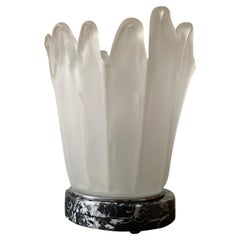 1970s Frosted Glass and Italian Marble Table Lamp