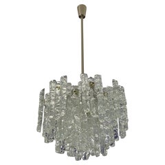 1970s  Frosted Ice Glass Chandelier by Kalmar, Austria