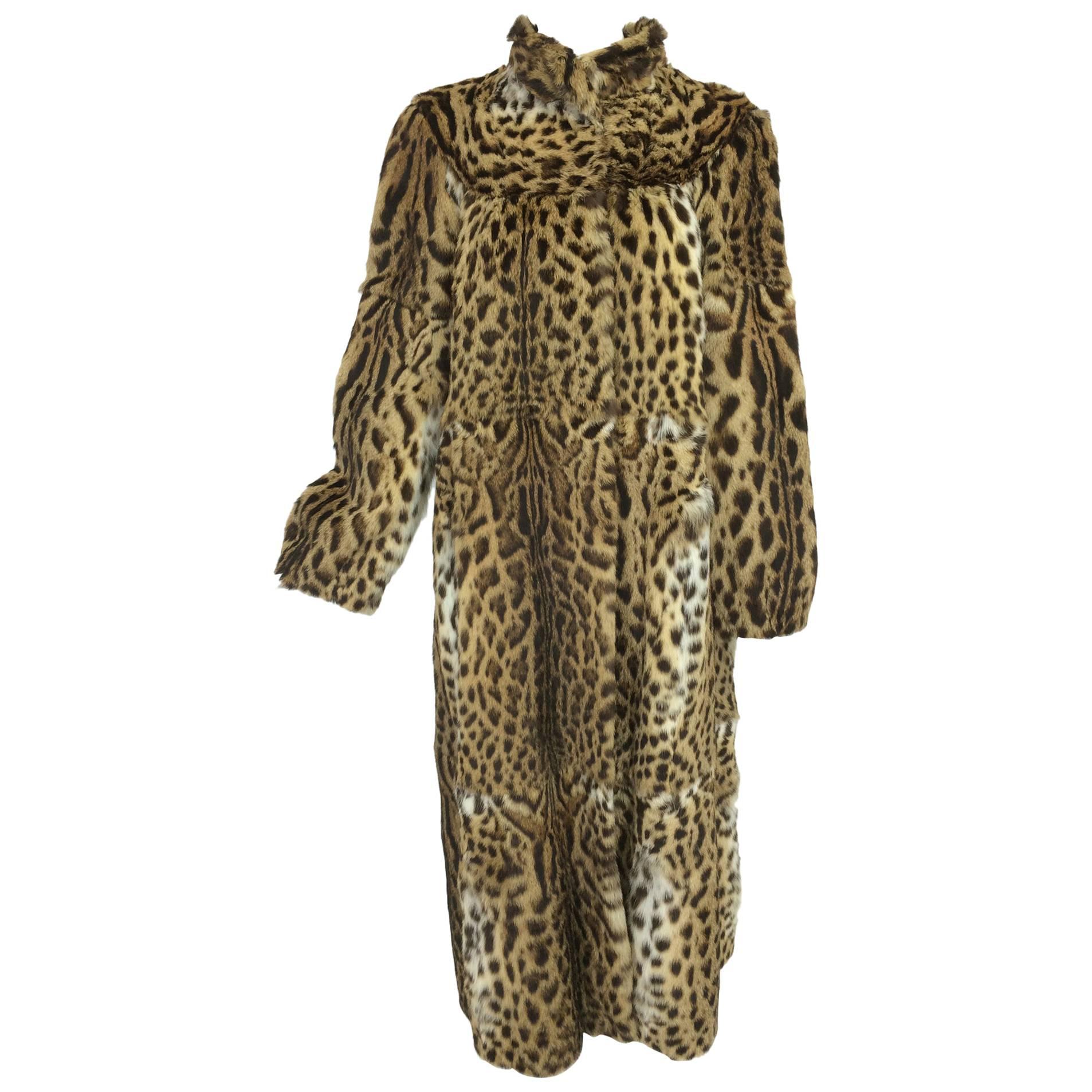 1970s Full Length Spotted Fur Coat Yorn Boutique Germany For Sale