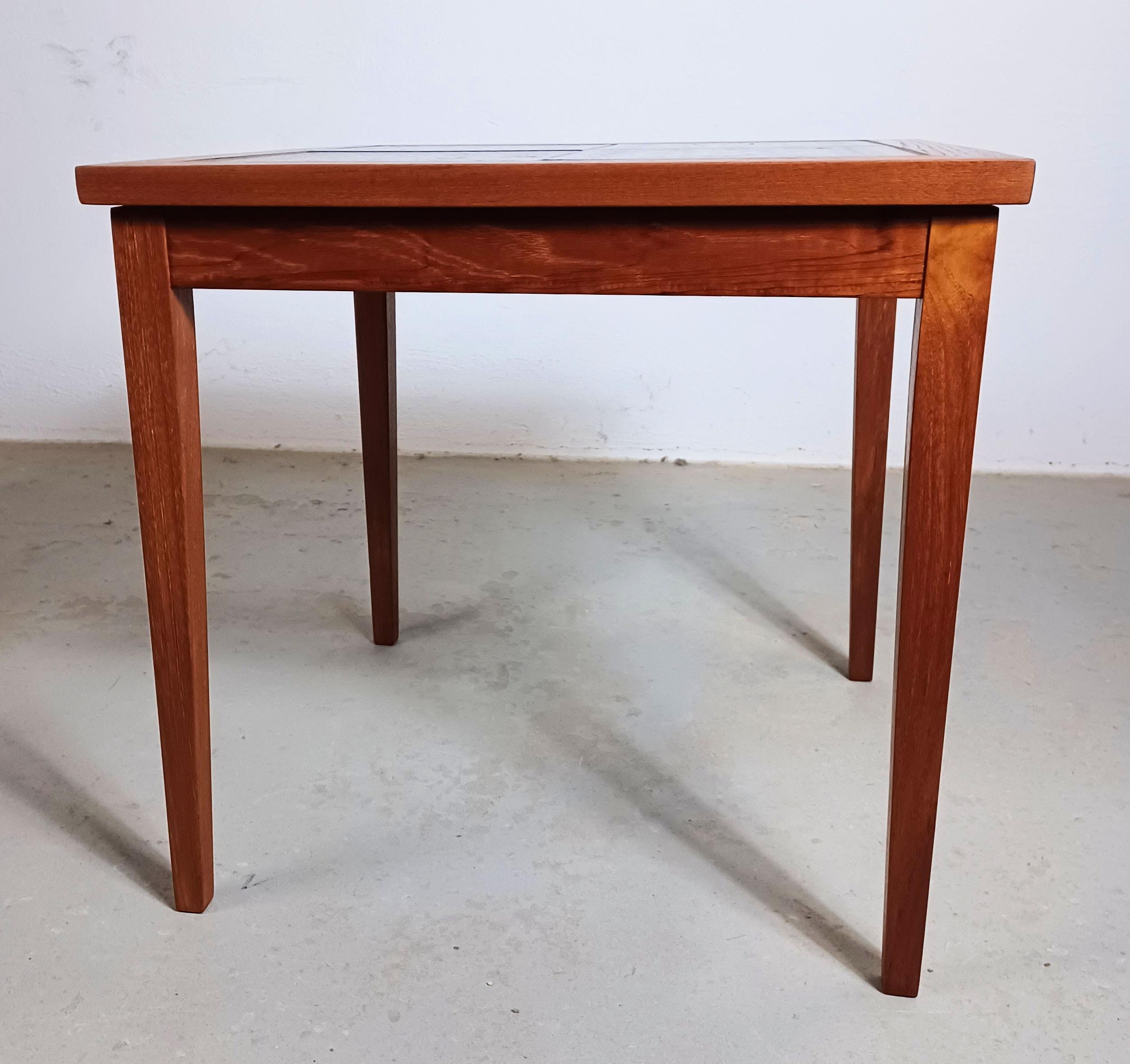 Hand-Crafted 1970s Fully Restored Danish Teak Side Table with Tiles from Skærbæk Keramik For Sale