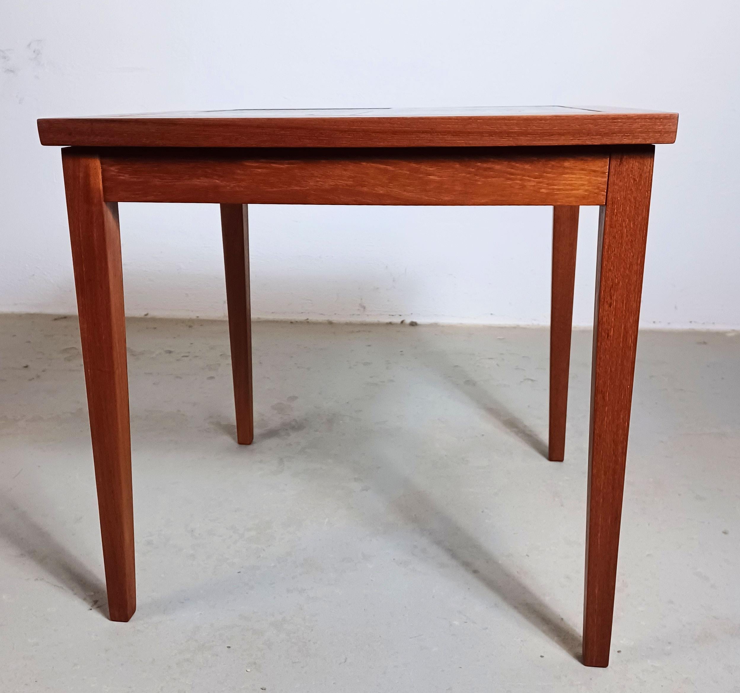Late 20th Century 1970s Fully Restored Danish Teak Side Table with Tiles from Skærbæk Keramik For Sale