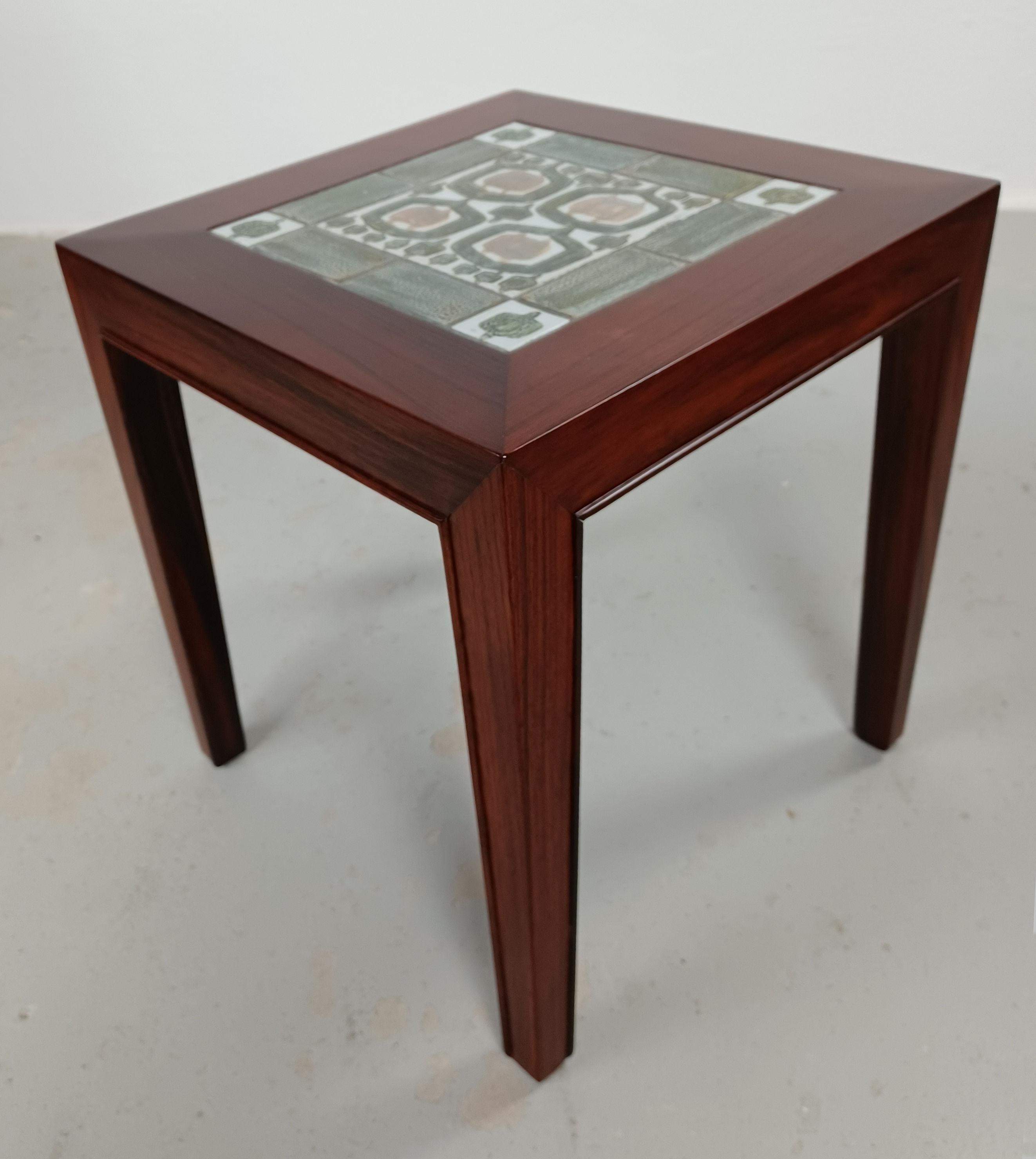 1970s Fully Restored Severin Hansen Rosewood Side Tables Royal Copenhagen Tiles In Excellent Condition In Knebel, DK