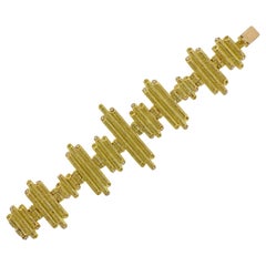 1970s Modernistq Diamond Gold Bracelet