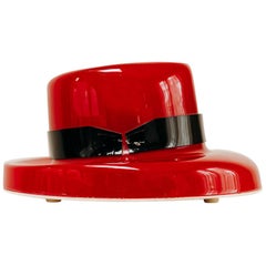 Lampe chapeau rouge funky des années 1970