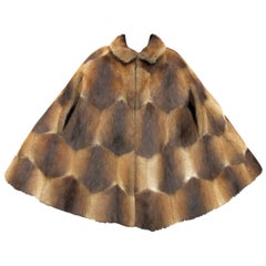 1970s Funky Sheared Beaver Swing Cape Coat - Vintage