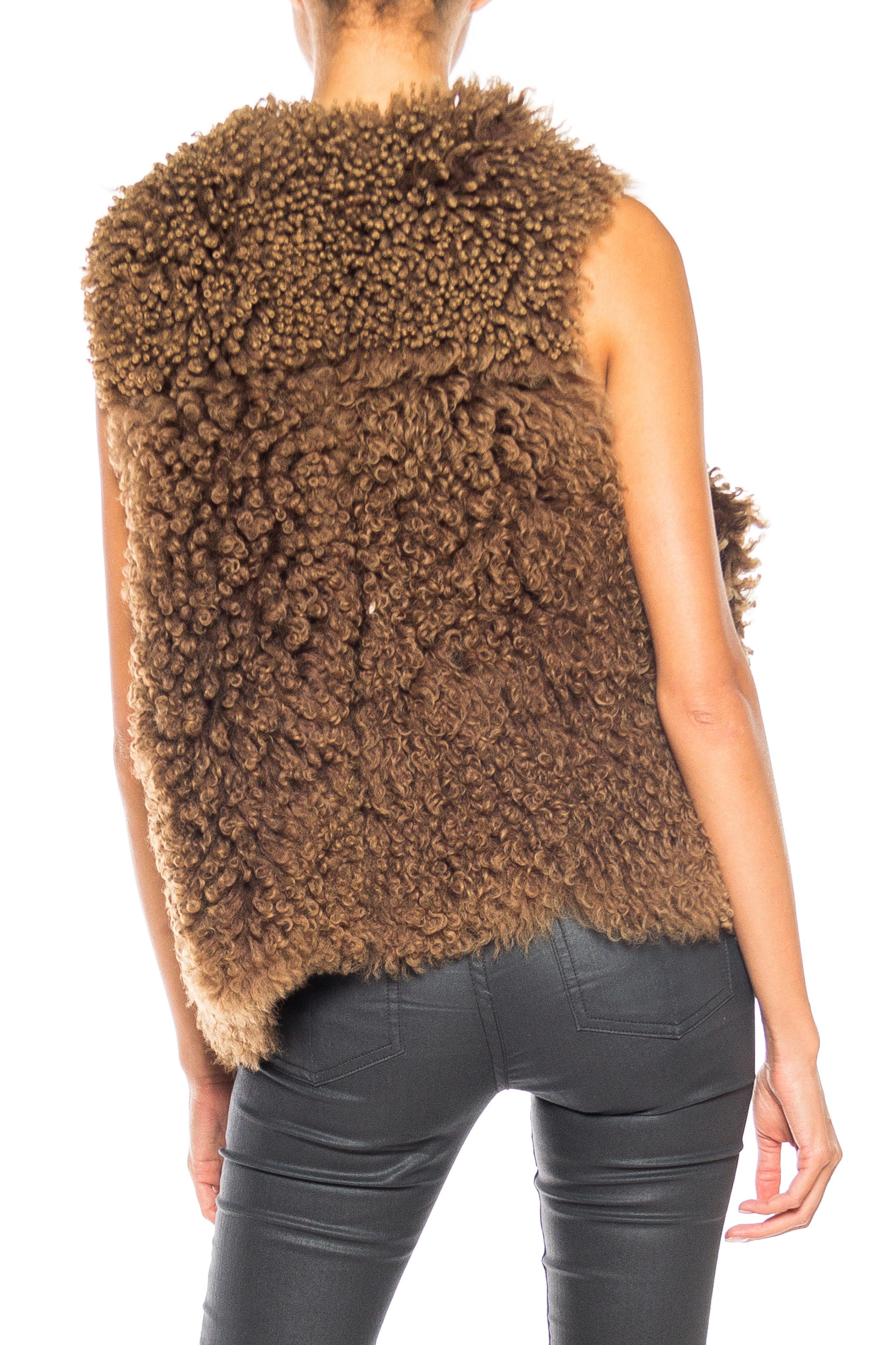 Women's 1970S  Brown Fur Shearling Vest