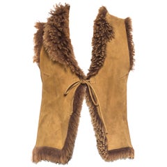 Vintage 1970S  Brown Fur Shearling Vest