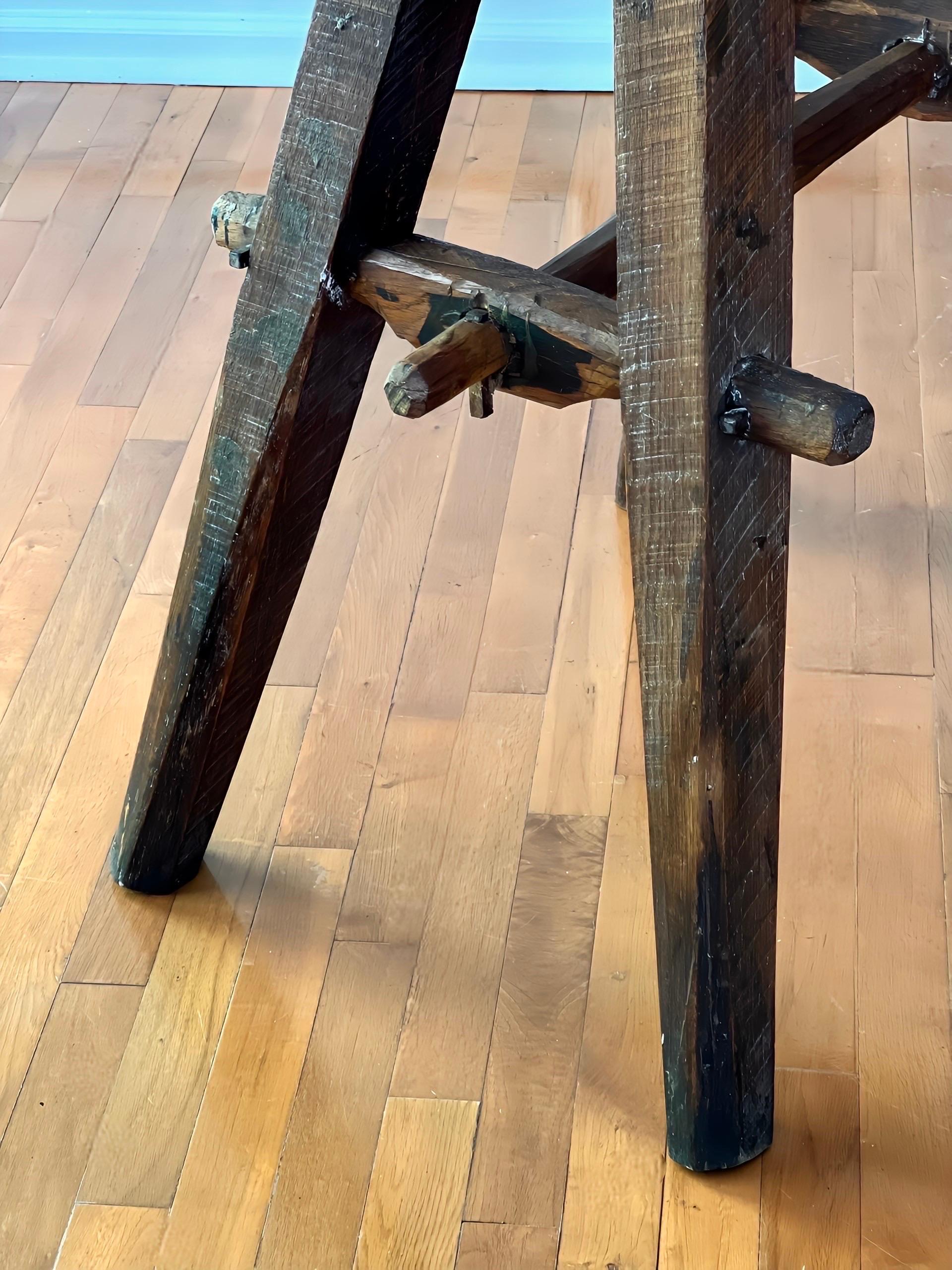 1970s Furniture Craftsman Studio Narrow Oak Work Bench Console Table For Sale 6