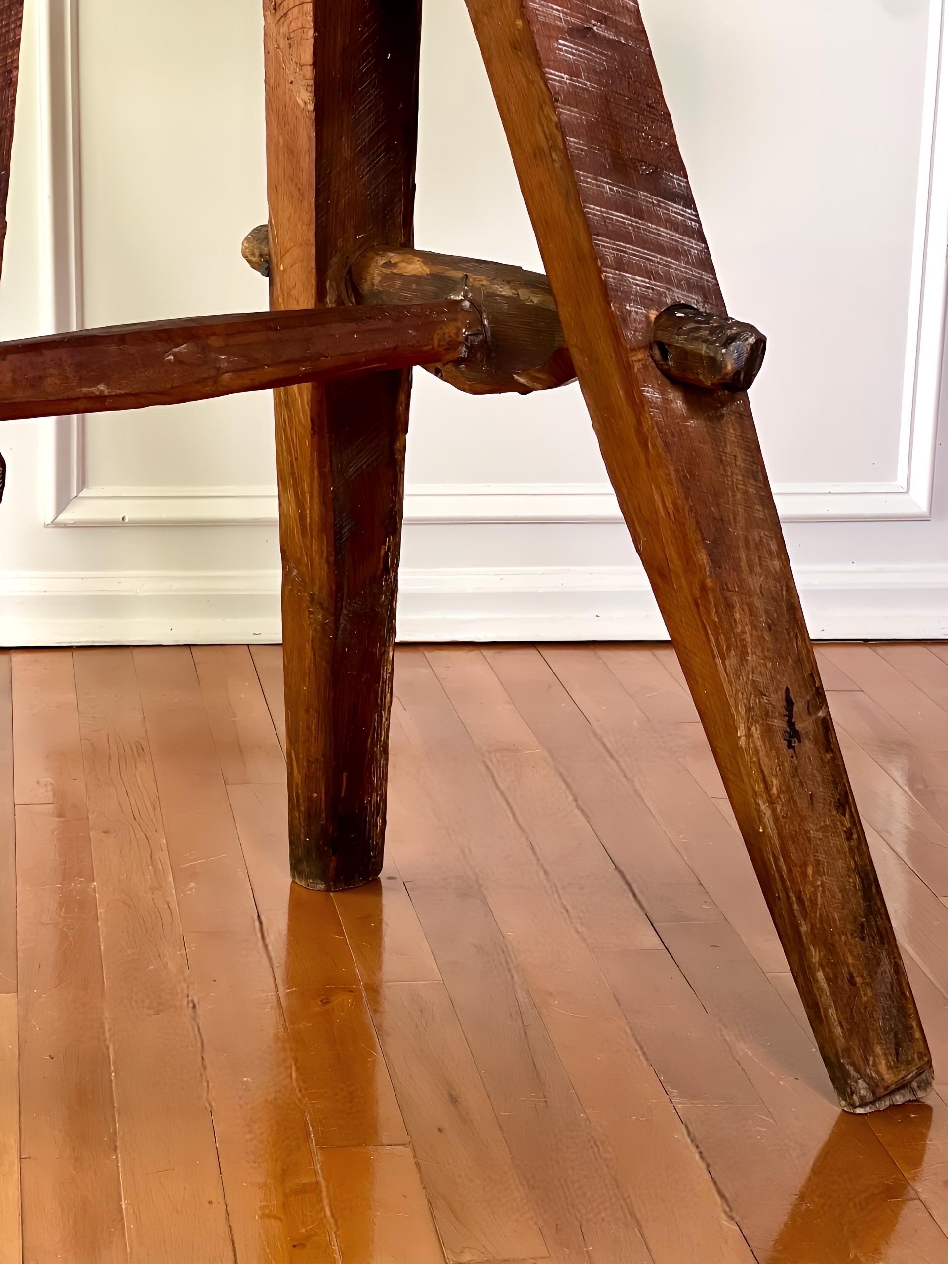 1970s Furniture Craftsman Studio Narrow Oak Work Bench Console Table For Sale 8