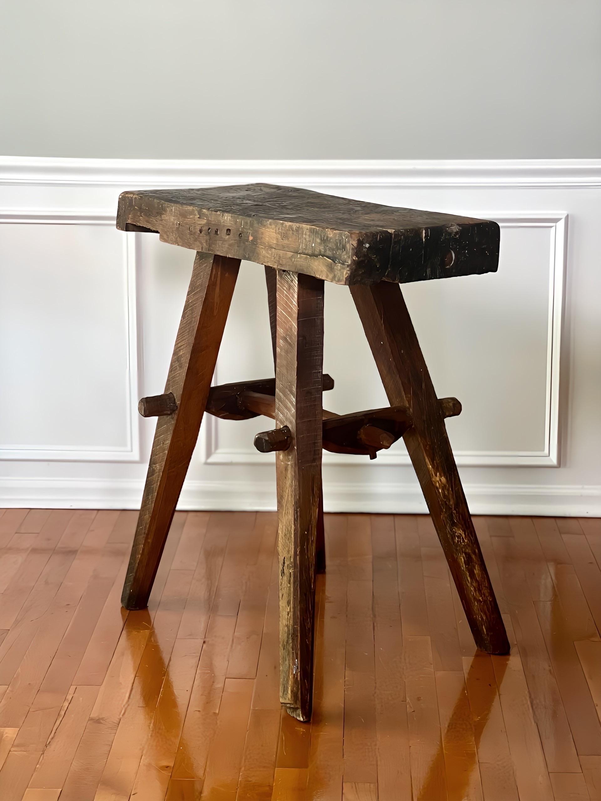 Hand-Crafted 1970s Furniture Craftsman Studio Narrow Oak Work Bench Console Table For Sale