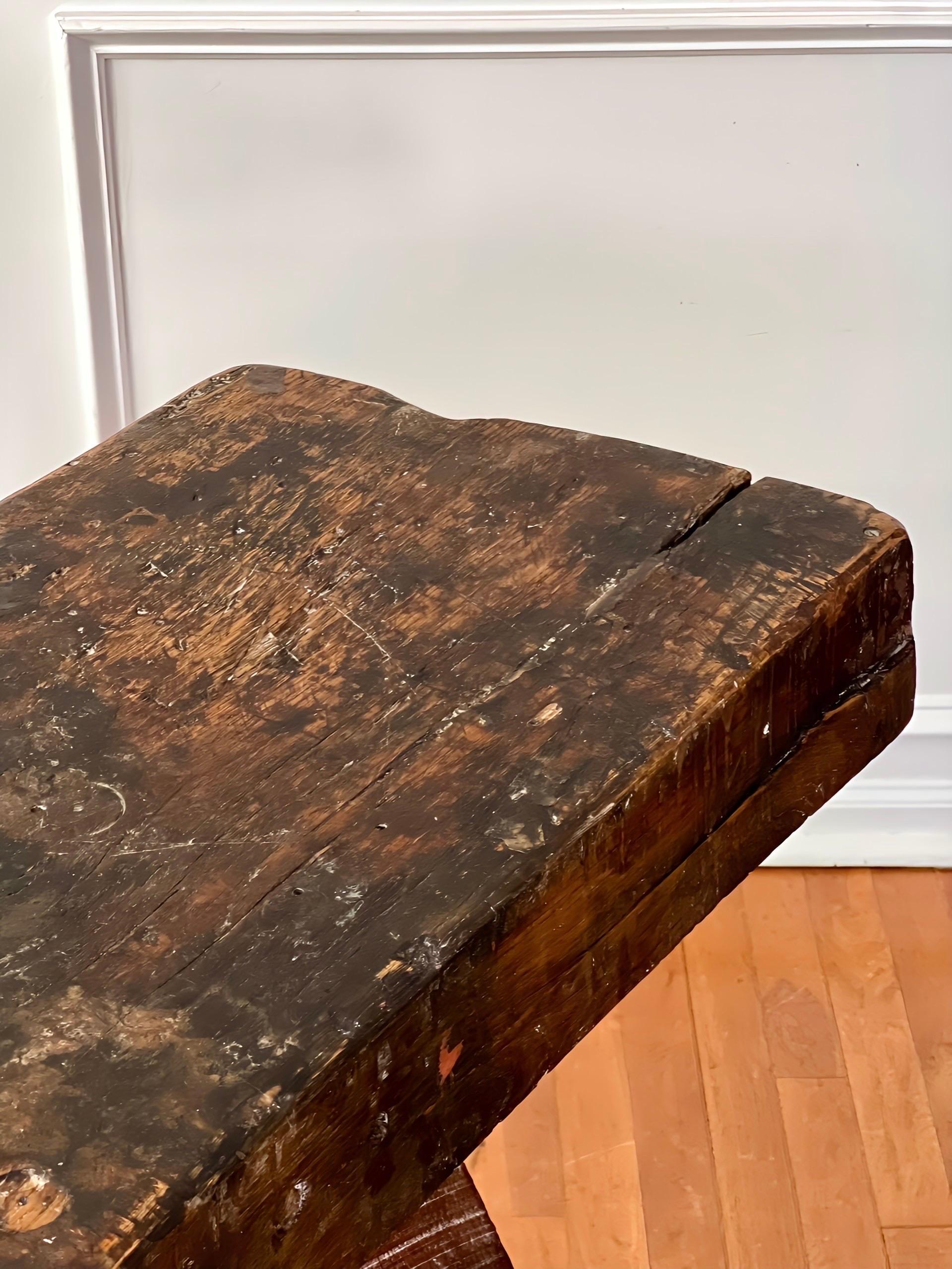 1970s Furniture Craftsman Studio Narrow Oak Work Bench Console Table For Sale 3