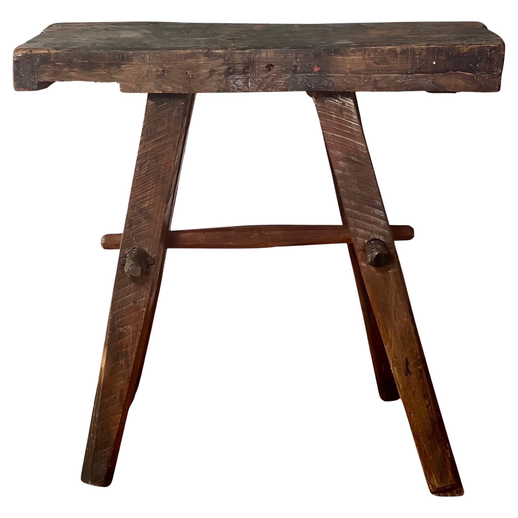 1970s Furniture Craftsman Studio Narrow Oak Work Bench Console Table