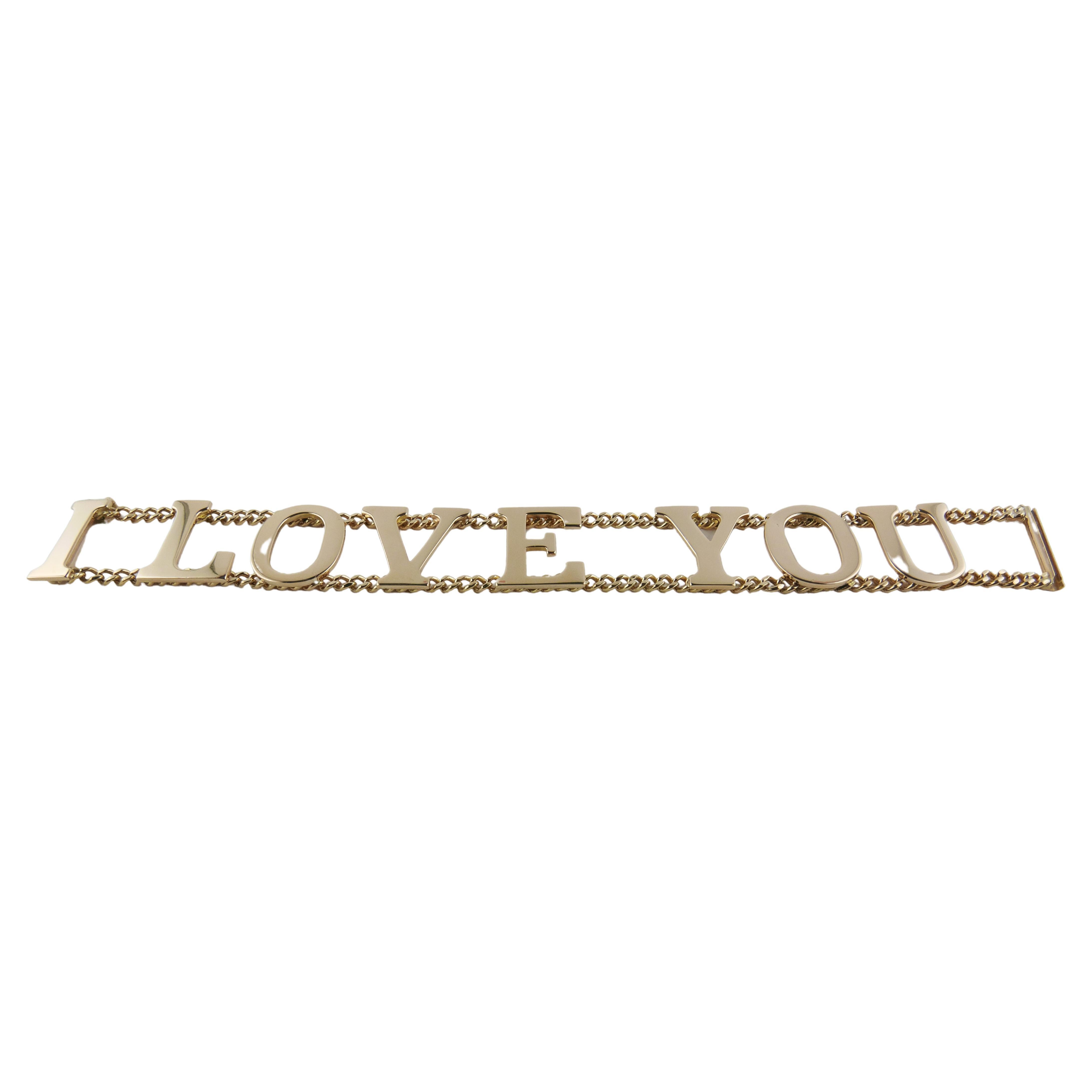 1970s Fürst "I Love You" Chain Bracelet in 18kt Yellow Gold For Sale
