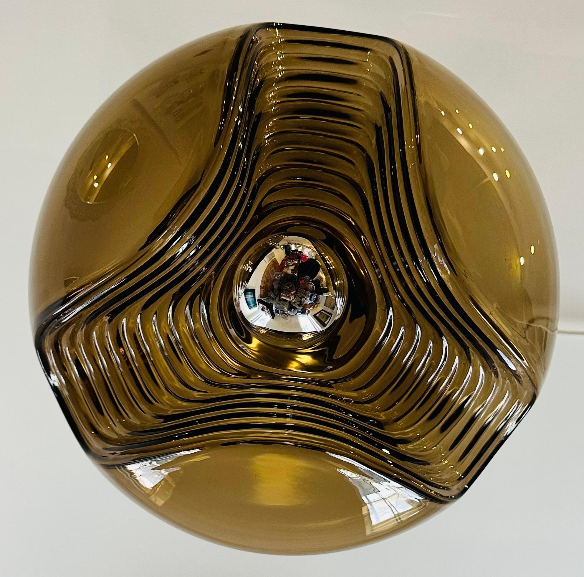 Hängeleuchte „Futura“ Wave Peill & Putzler, verchromtes Gold und Rauchglas, 1970er Jahre im Angebot 12