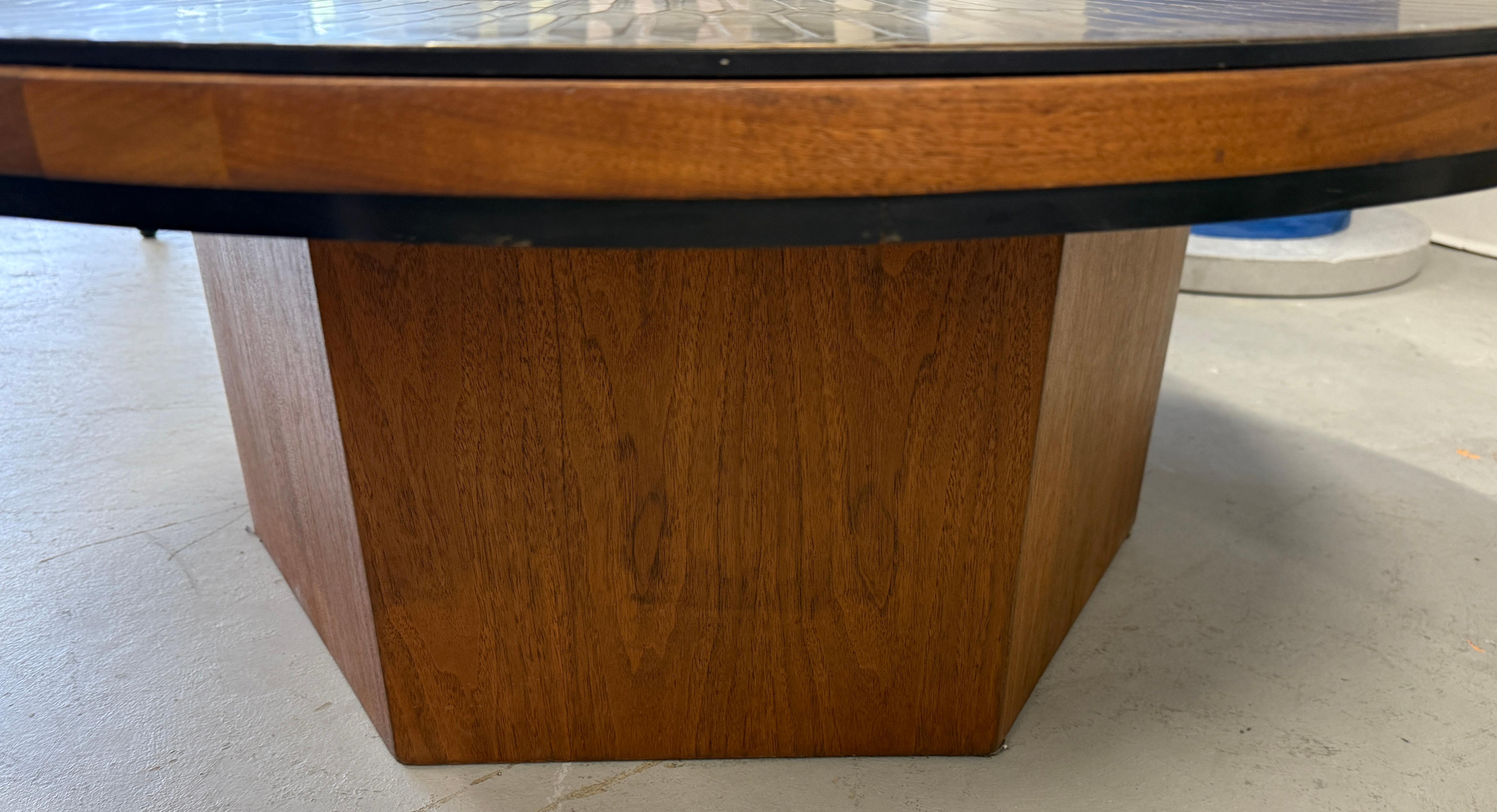 1970’s G Urso Brutalist Etched Metal Top Italian Coffee Table For Sale 10