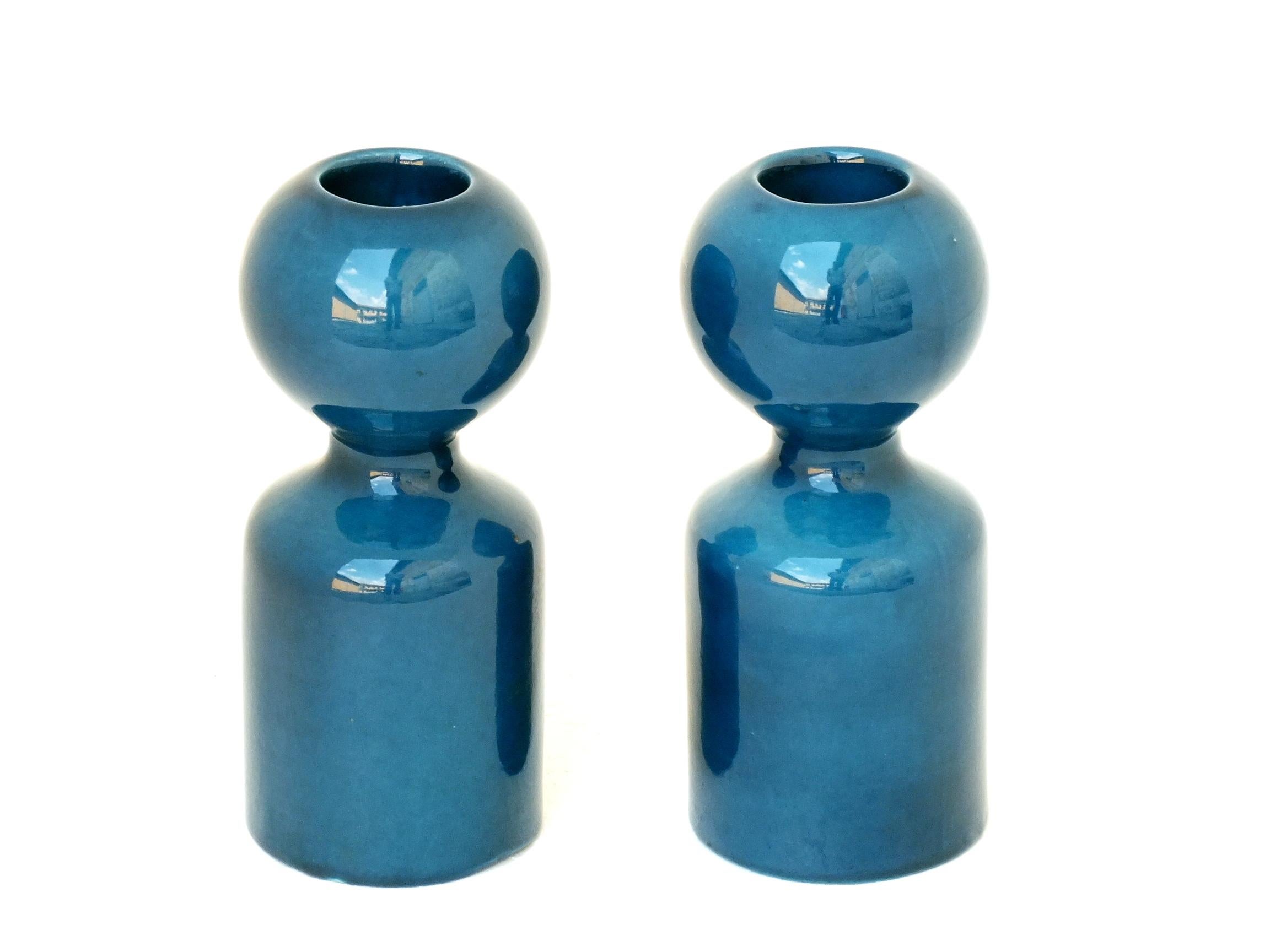 Modern 1970s Gabbianelli Italy Ceramic Design Liisi Beckmann Candle Holders, a Pair For Sale
