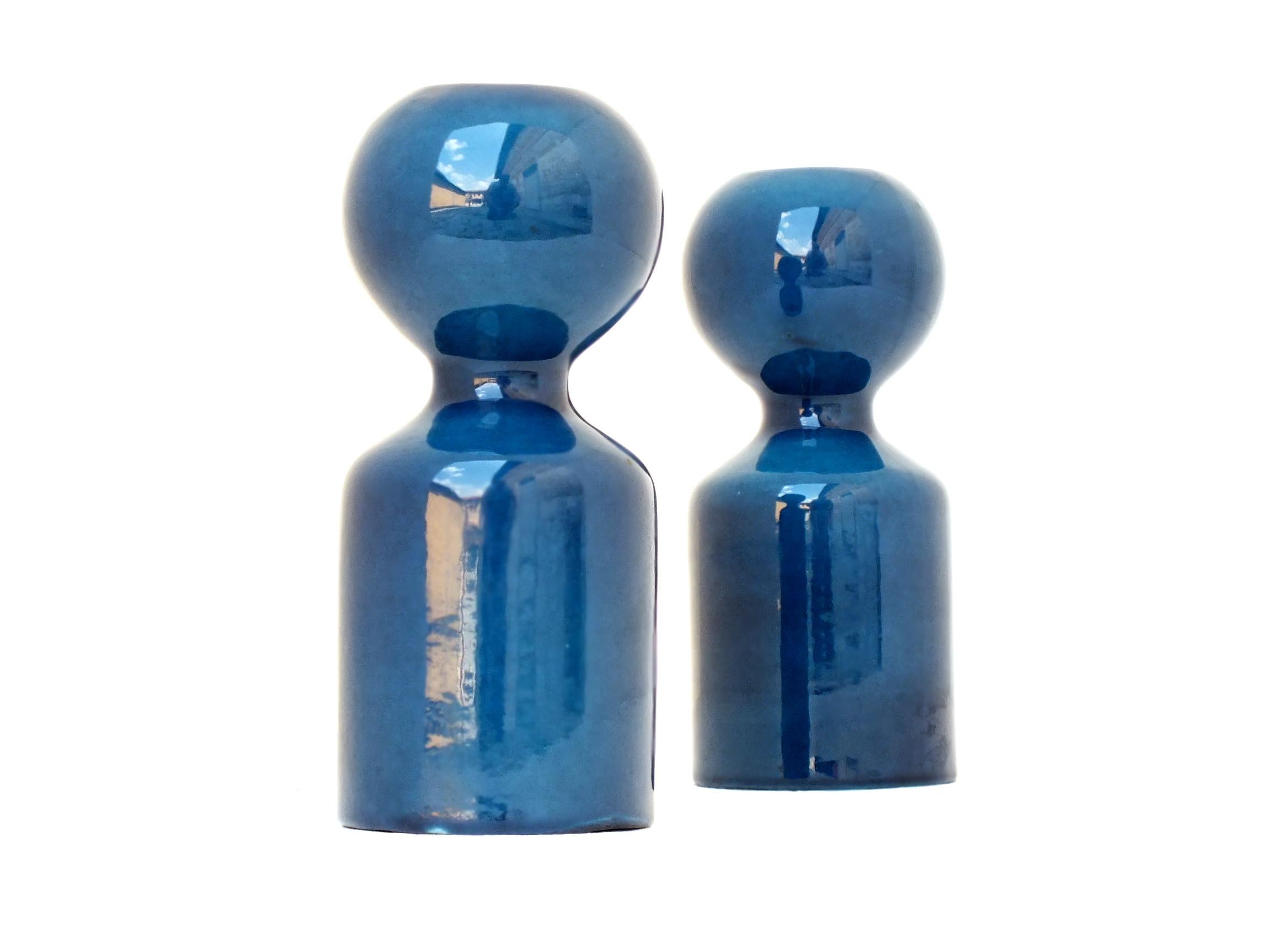 1970s Gabbianelli Italy Ceramic Design Liisi Beckmann Candle Holders, a Pair In Excellent Condition For Sale In Biella, IT