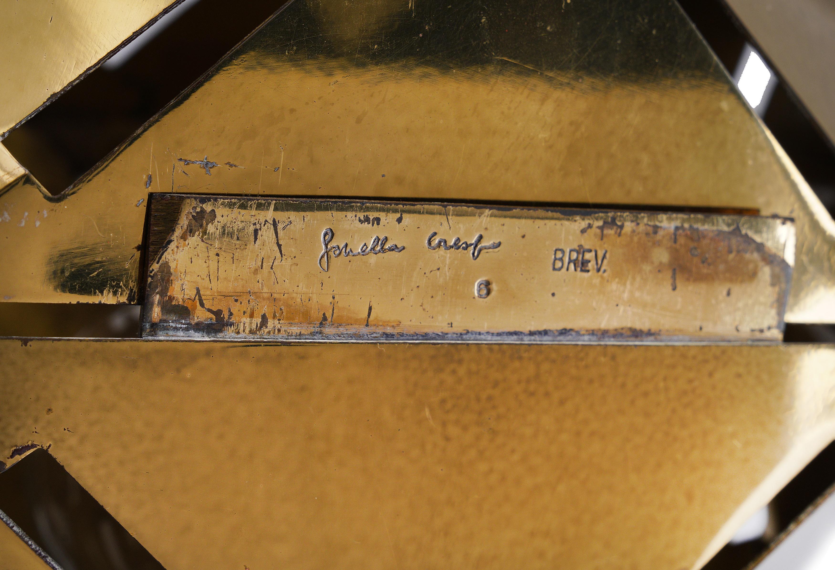1970 Gabriella Crespi Caleidoscopio Lámpara de mesa de latón dorado Italiana en Bueno estado para la venta en Milano, IT