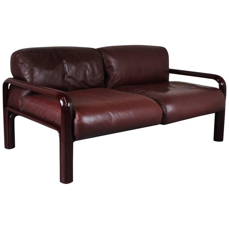 1970s Gae Aulenti Two Seat Leather Sofa For Knoll