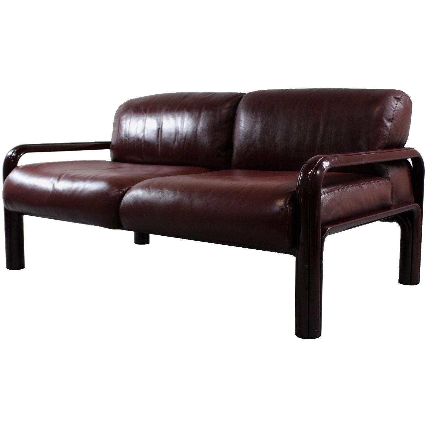 1970s Gae Aulenti Two-Seat Leather Sofa for Knoll