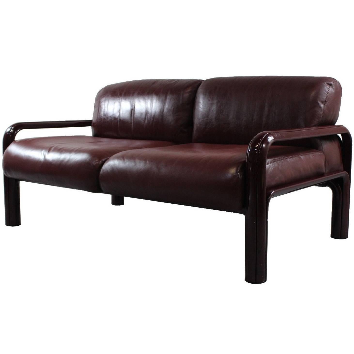 1970s Gae Aulenti Two-Seat Leather Sofa for Knoll For Sale