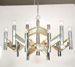 1970s Gaetano Sciolari "Chevron" Large Chandelier