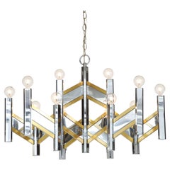 Grand lustre "Chevron" de Gaetano Sciolari des années 1970