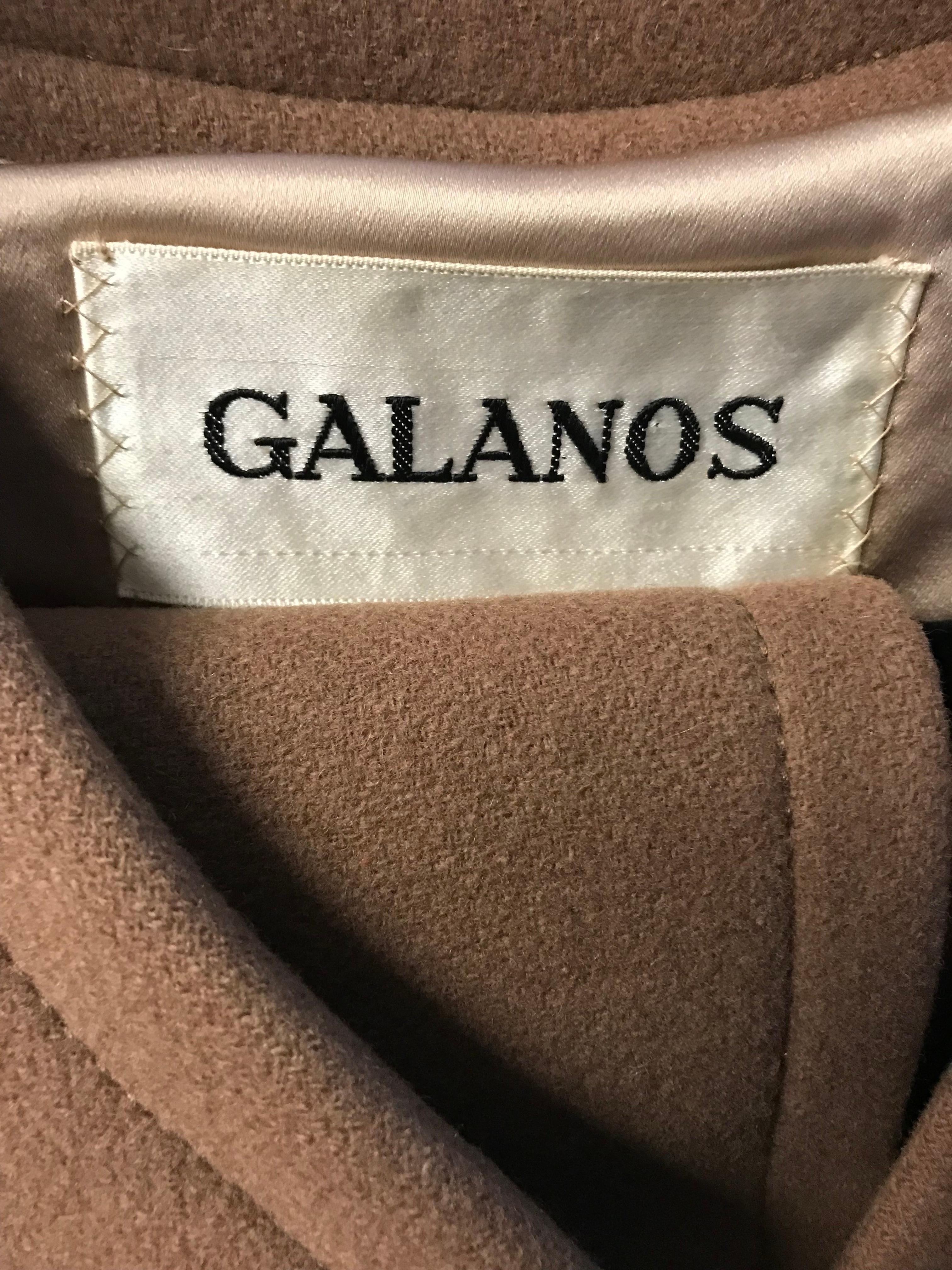 1970s Galanos Brown Wool Coat with Pleat Detail and Wooden Buttons 2
