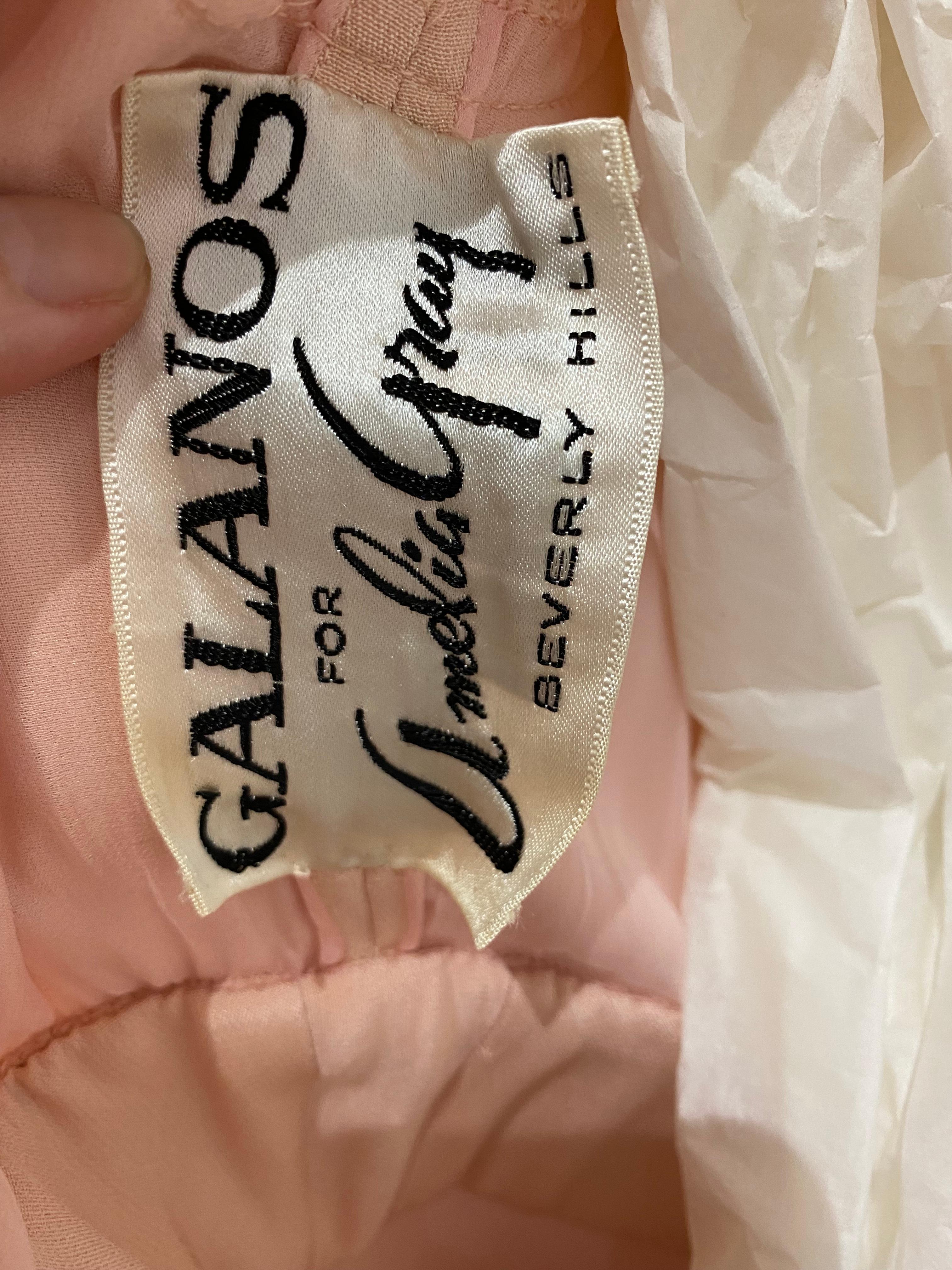 Black 1970s GALANOS Light Pink Silk Jumpsuit For Sale