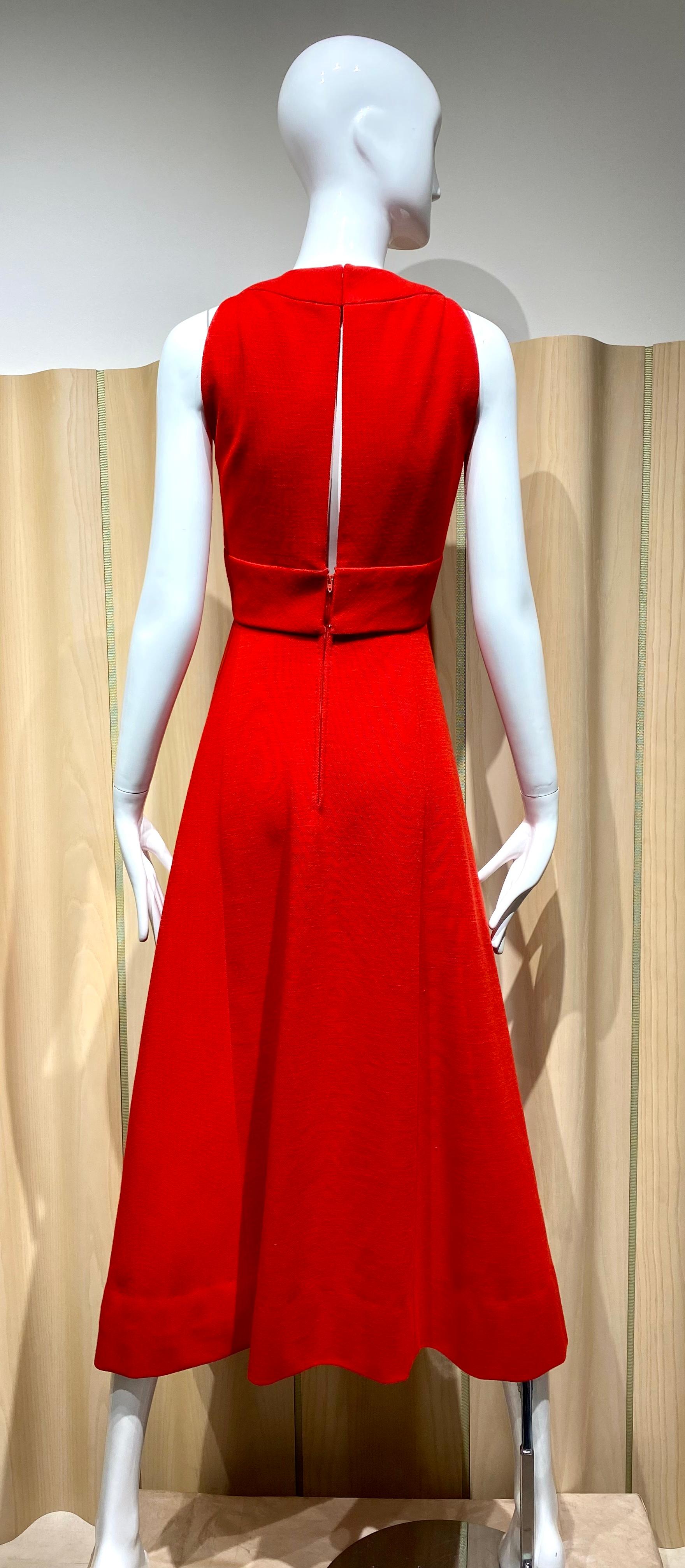 Women's 1970s GALANOS Red Crepe Halter Gown For Sale