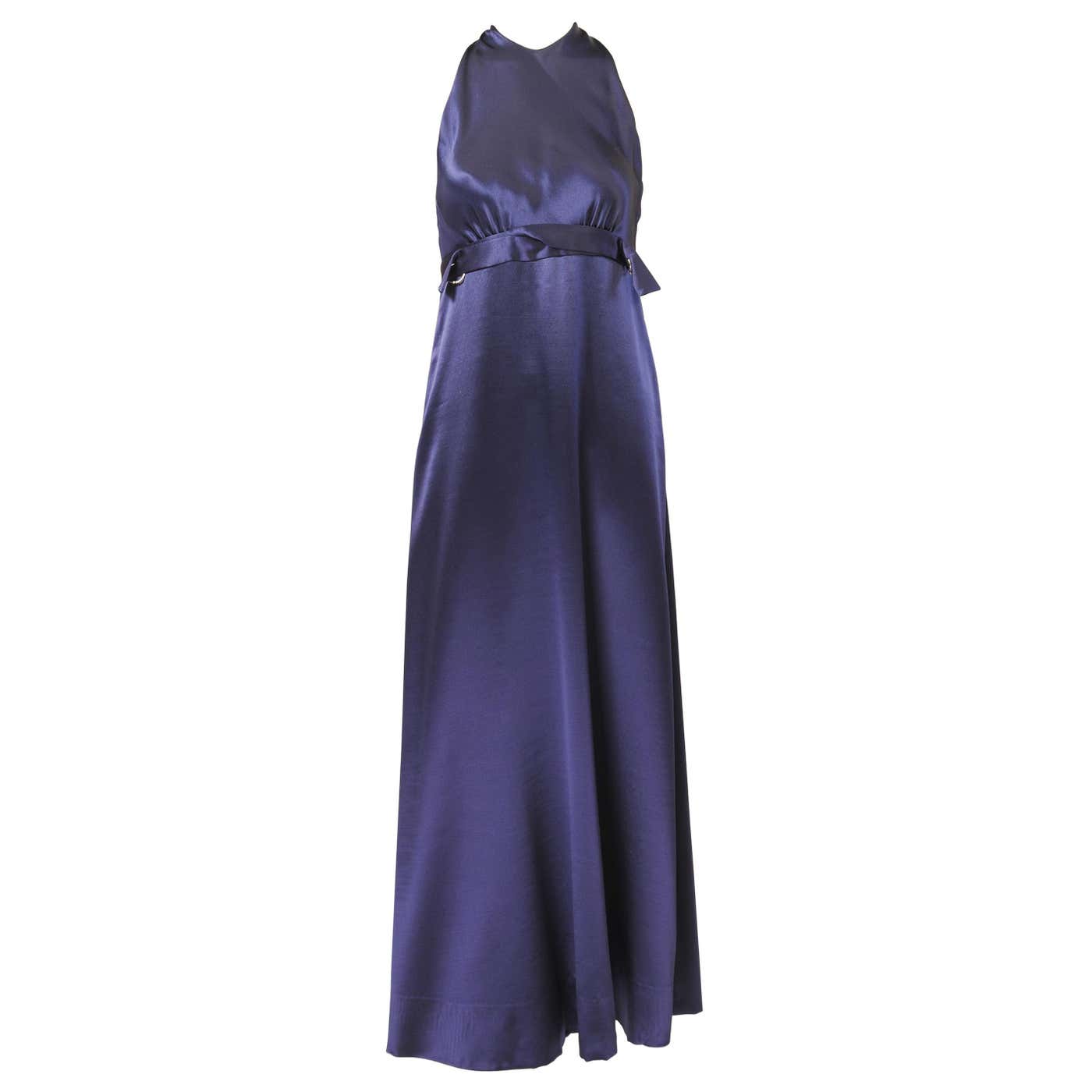 1970's Galanos Sleek Sapphire Blue Silk Evening Dress For Sale at ...