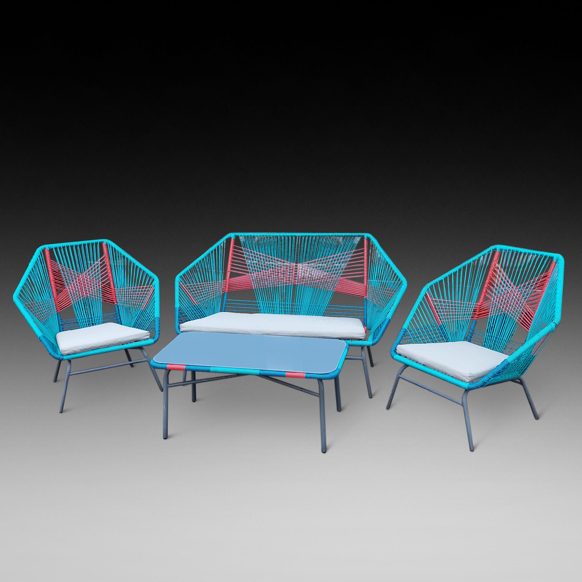 Anglais 1970 Garden 4 Piece Suite  dans le style géométrique emblématique des années 70 en vente