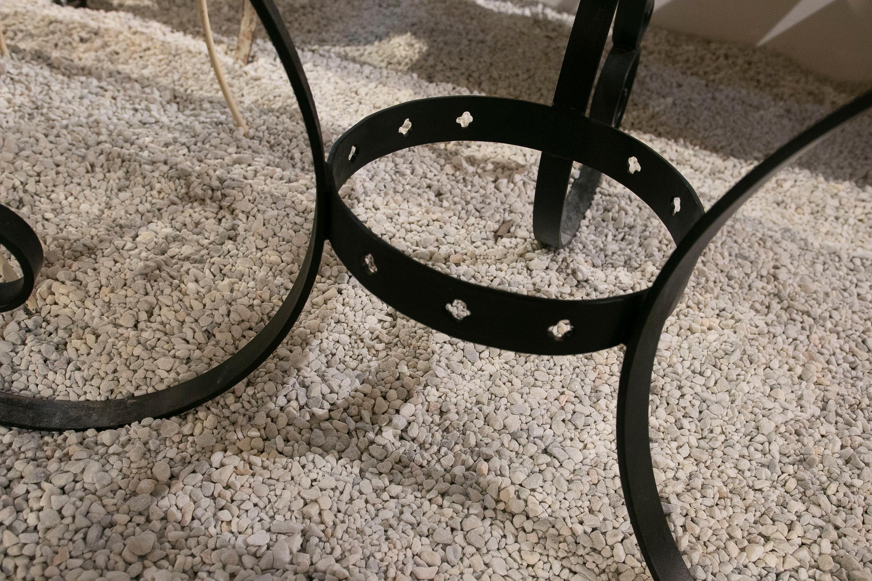 1970s Garden Table with Iron Base and Marble Tabletop  For Sale 8