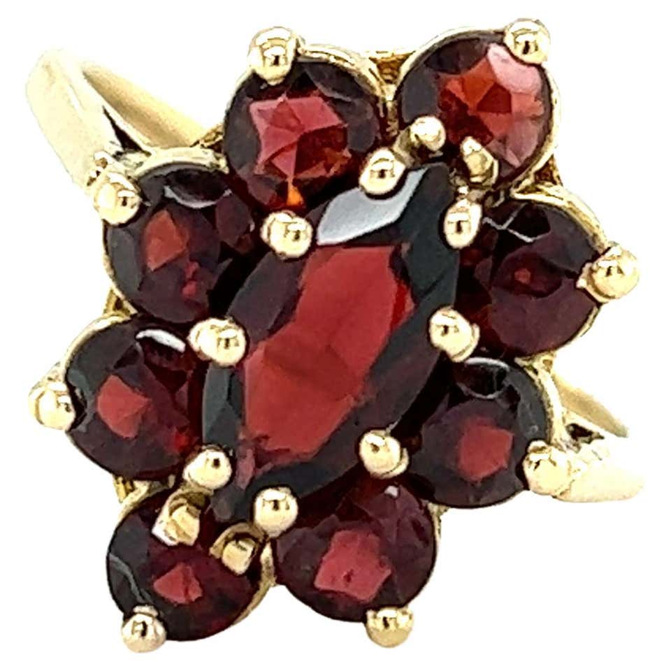 Used Garnet 1960s 14k Yellow Gold Garnet Cluster Ring For Sale at 1stDibs