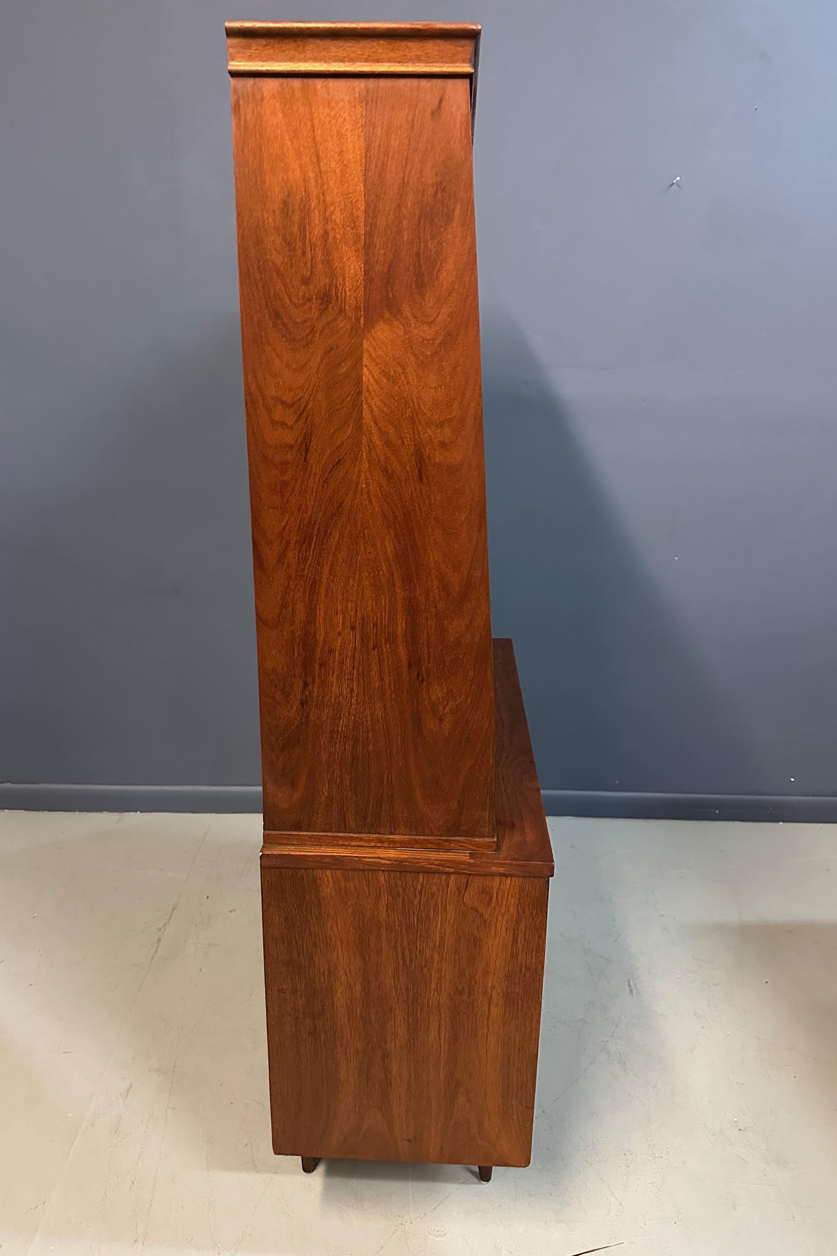 Mid-Century Modern 1970s Garrison Mid Century Walnut 2 Door China Cabinet For Sale