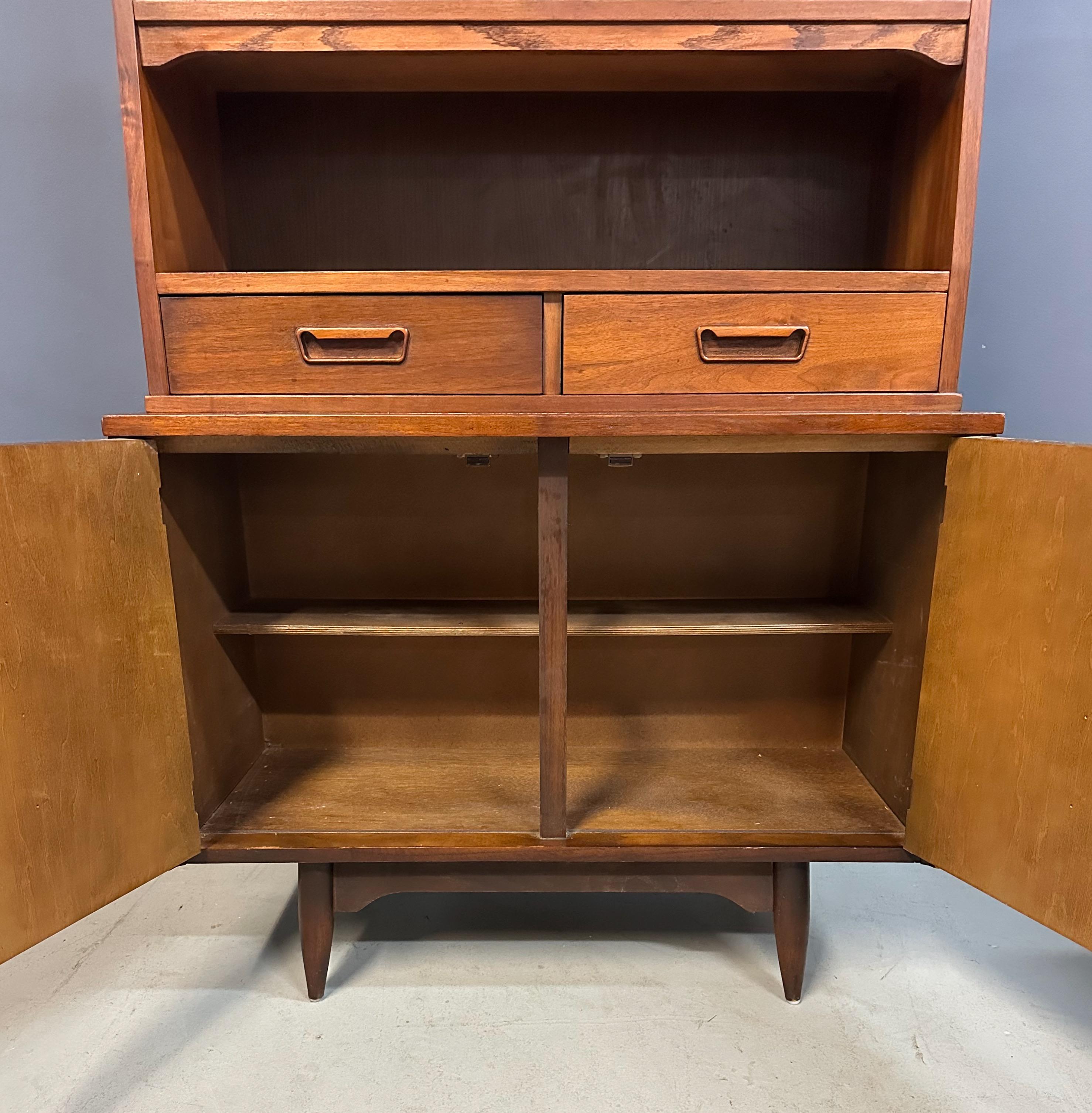 1970s Garrison Mid Century Walnut 2 Door China Cabinet For Sale 3