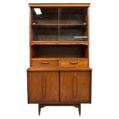 1970s Garrison Mid Century Walnut 2 Door China Cabinet