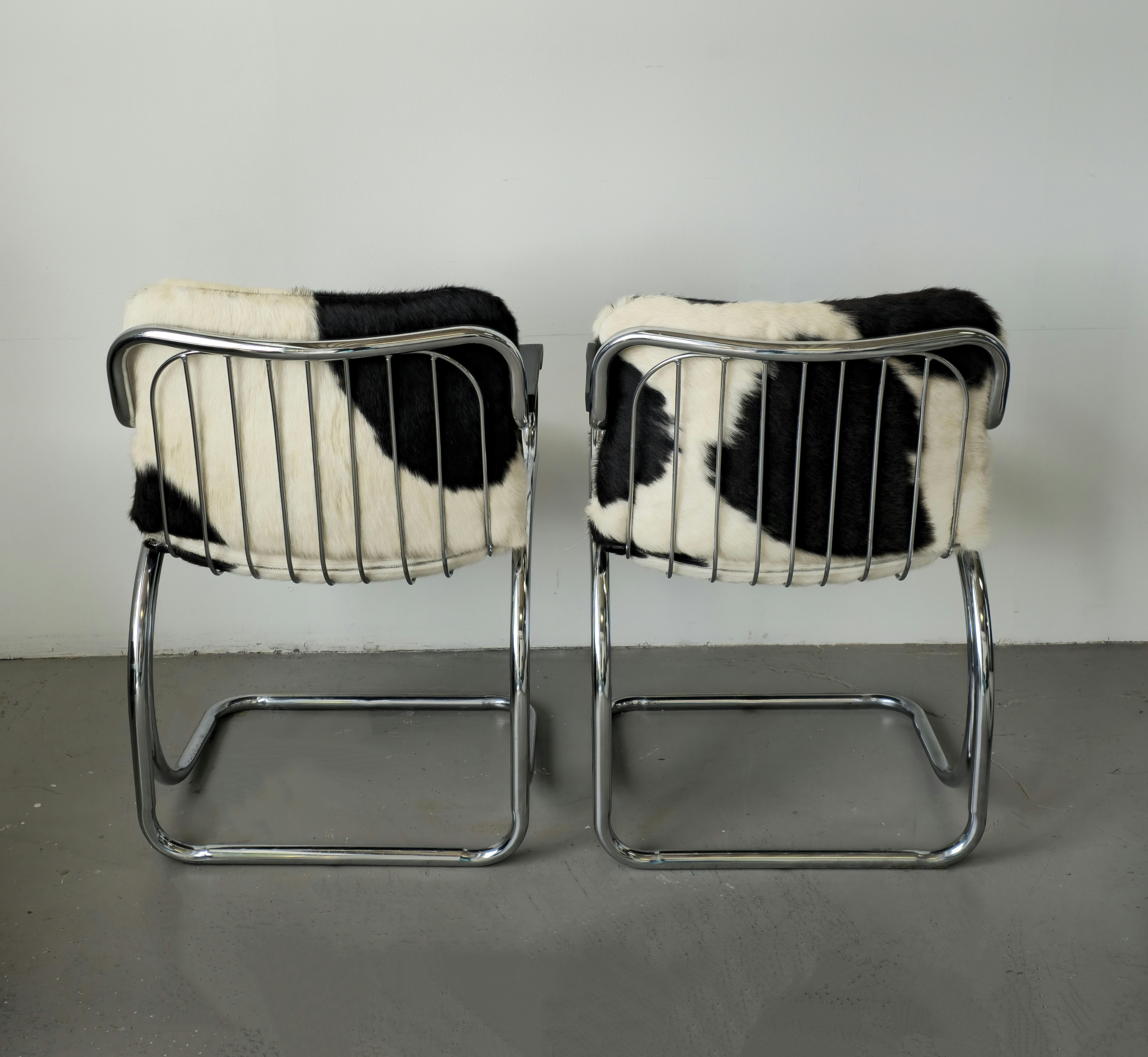Mid-Century Modern 1970s Gastone Rinaldi Chrome Chairs 