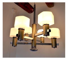 Lustre en verre opalin Gateano Sciolari des années 1970, Italie