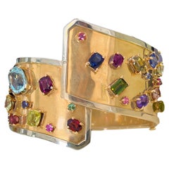 Retro 1970's Gemstone Cuff Bangle