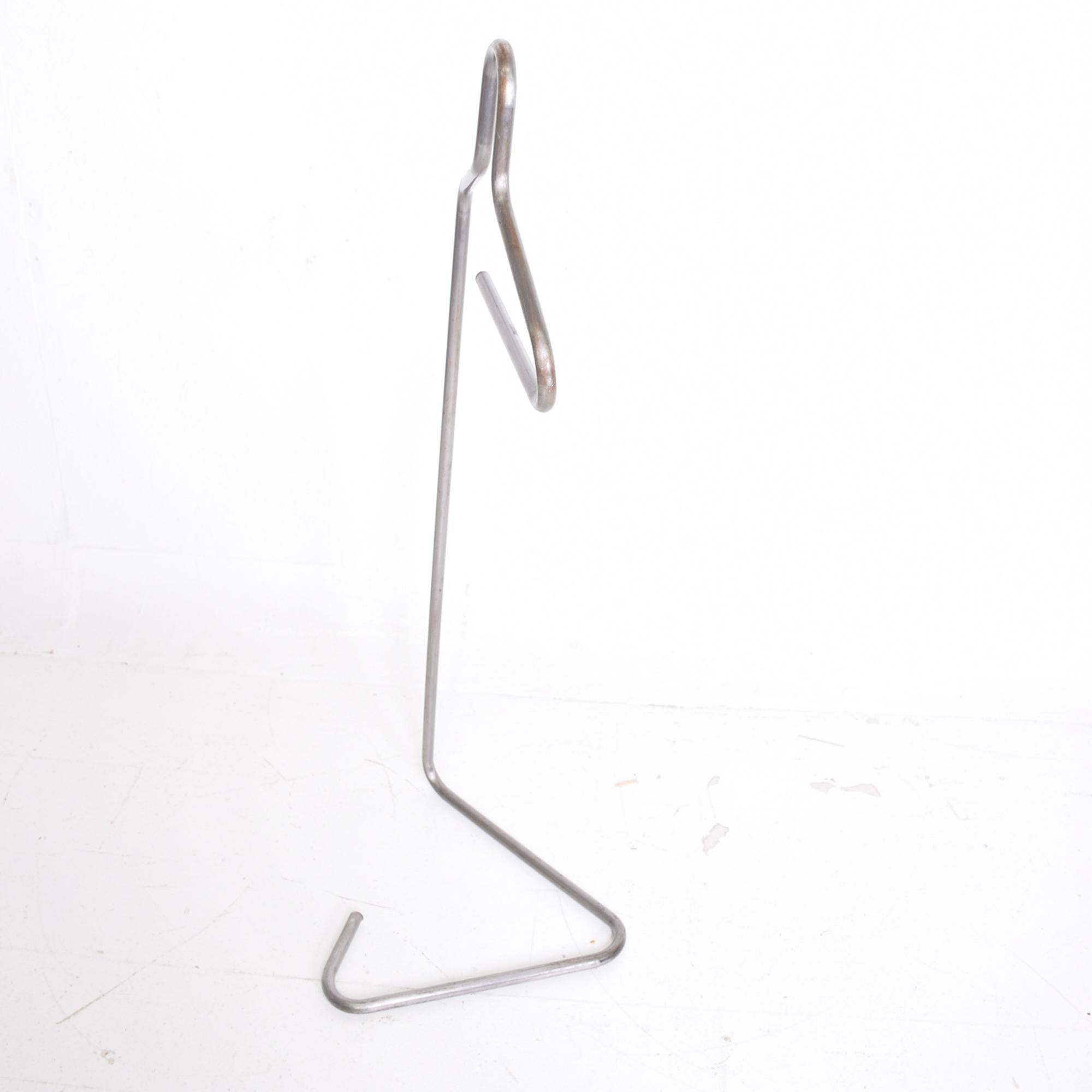 Mid-Century Modern 1970s Gentleman's Silver Valet Coat Hanger Stand Sculpted Tubular Metal