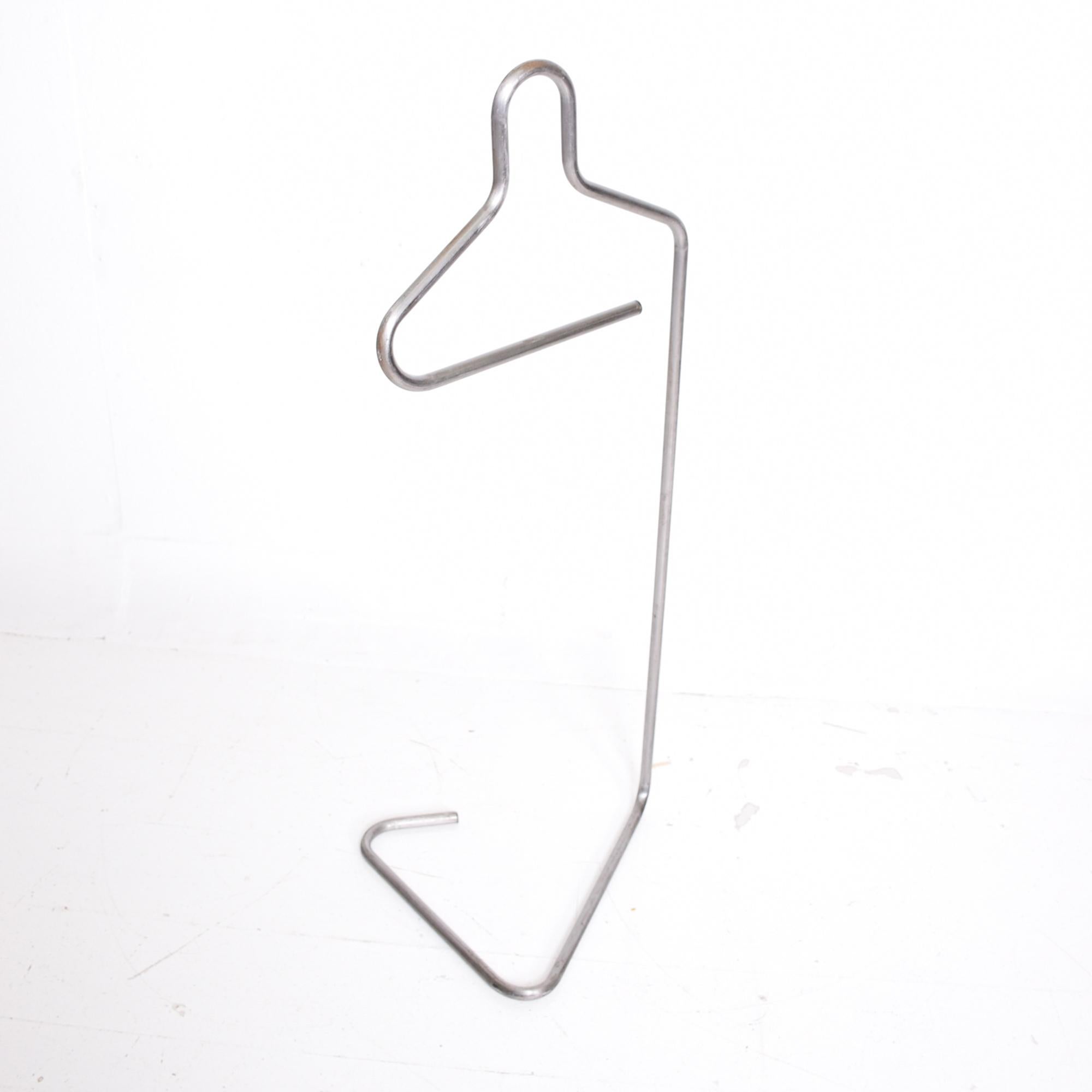 American 1970s Gentleman's Silver Valet Coat Hanger Stand Sculpted Tubular Metal